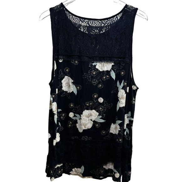 Torrid Navy Floral Lace Inset Tank Size 3 - Picture 3 of 7